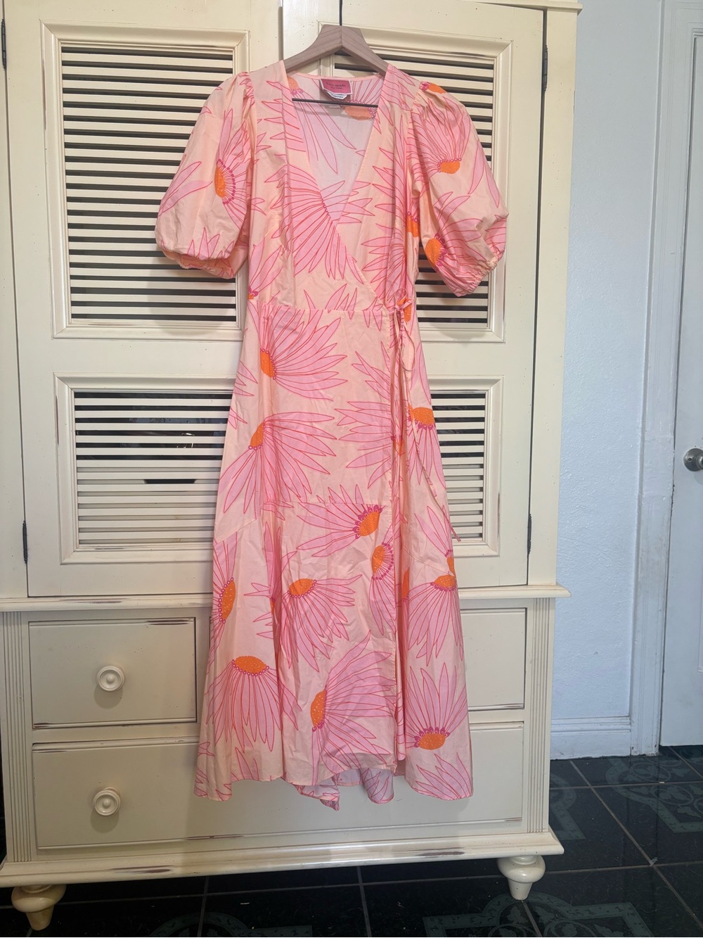 kate spade Pink and Orange Floral Wrap Maxi Dress